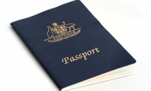 Australian passport on a white background.