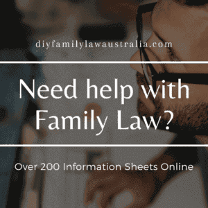 An advertisement for family law assistance featuring the text "need help with family law?" over an image of a person working on legal documents.